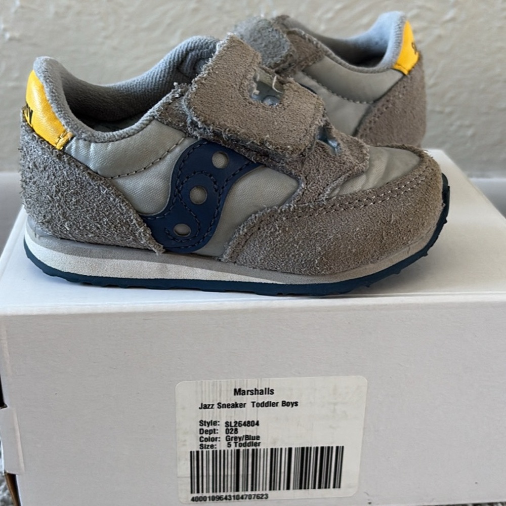 Saucony Kids Sneakers - Gray, Blue, and Yellow - size 5M (like new)